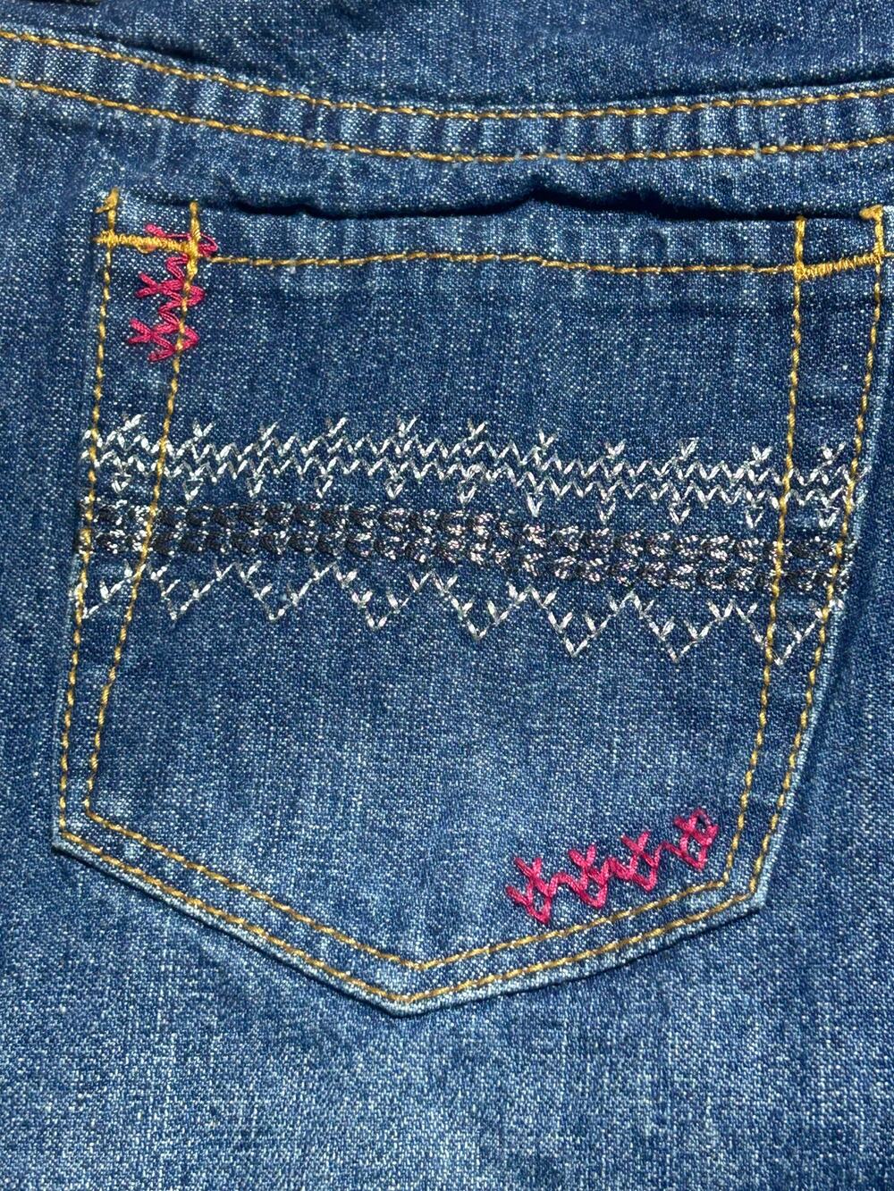 Squeeze Kids sz 12 Vintage Y2K med wash denim miniskirt embroidered back pockets